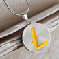 Litecoin Gold Circle Necklace Stainless Steel or 18k Gold 18-22"-Express Your Love Gifts