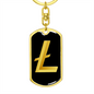 Litecoin Gold Crypto Cryptocurrency Keychain Stainless Steel or 18k Gold Dog Tag Keyring-Express Your Love Gifts