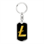 Litecoin Gold Crypto Cryptocurrency Keychain Stainless Steel or 18k Gold Dog Tag Keyring-Express Your Love Gifts