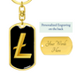 Litecoin Gold Crypto Cryptocurrency Keychain Stainless Steel or 18k Gold Dog Tag Keyring-Express Your Love Gifts
