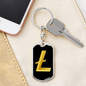 Litecoin Gold Crypto Cryptocurrency Keychain Stainless Steel or 18k Gold Dog Tag Keyring-Express Your Love Gifts