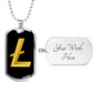 Litecoin Gold Crypto Necklace Stainless Steel or 18k Gold Dog Tag 24" Chain-Express Your Love Gifts