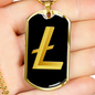 Litecoin Gold Crypto Necklace Stainless Steel or 18k Gold Dog Tag 24" Chain-Express Your Love Gifts