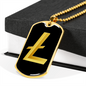 Litecoin Gold Crypto Necklace Stainless Steel or 18k Gold Dog Tag 24" Chain-Express Your Love Gifts