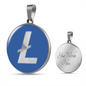 Litecoin (LTC) Circle Necklace Stainless Steel or 18k Gold 18-22"-Express Your Love Gifts
