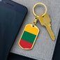 Lithuania Flag Keychain Dog Tag Stainless Steel or 18k Gold-Express Your Love Gifts