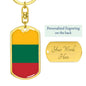 Lithuania Flag Keychain Dog Tag Stainless Steel or 18k Gold-Express Your Love Gifts