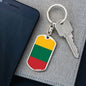 Lithuania Flag Keychain Dog Tag Stainless Steel or 18k Gold-Express Your Love Gifts