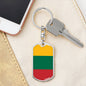 Lithuania Flag Keychain Dog Tag Stainless Steel or 18k Gold-Express Your Love Gifts