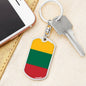 Lithuania Flag Keychain Dog Tag Stainless Steel or 18k Gold-Express Your Love Gifts