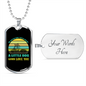 Little Dog Gonna Love You Green Necklace Stainless Steel or 18k Gold Dog Tag 24" Chain-Express Your Love Gifts