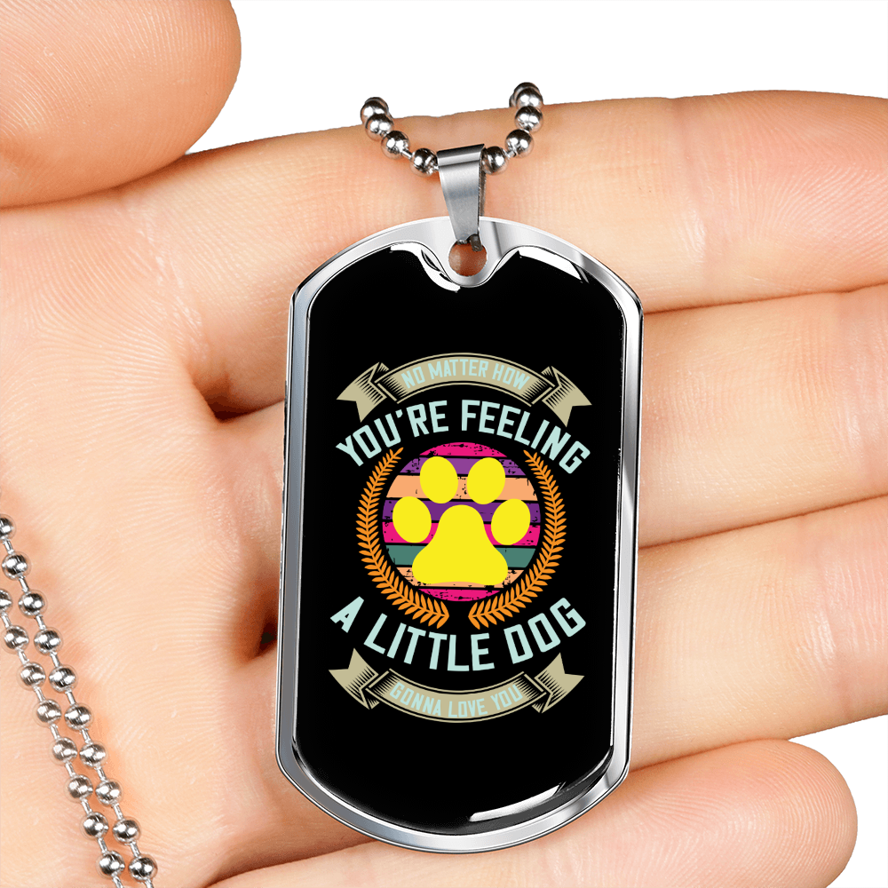 Little Dogs Love You Necklace Stainless Steel or 18k Gold Dog Tag 24" Chain-Express Your Love Gifts