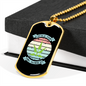Little Pup Big World Blue Necklace Stainless Steel or 18k Gold Dog Tag 24" Chain-Express Your Love Gifts