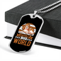 Little Pup Big World Brown Necklace Stainless Steel or 18k Gold Dog Tag 24" Chain-Express Your Love Gifts