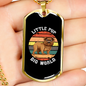 Little Pup Big World Bulldog Necklace Stainless Steel or 18k Gold Dog Tag 24" Chain-Express Your Love Gifts