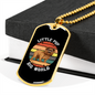 Little Pup Big World Bulldog Necklace Stainless Steel or 18k Gold Dog Tag 24" Chain-Express Your Love Gifts