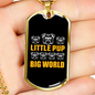 Little Pup Big World Dogs Necklace Stainless Steel or 18k Gold Dog Tag 24" Chain-Express Your Love Gifts