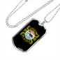 Little Pup Big World Green Necklace Stainless Steel or 18k Gold Dog Tag 24" Chain-Express Your Love Gifts