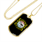 Little Pup Big World Green Necklace Stainless Steel or 18k Gold Dog Tag 24" Chain-Express Your Love Gifts