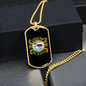 Little Pup Big World Green Necklace Stainless Steel or 18k Gold Dog Tag 24" Chain-Express Your Love Gifts