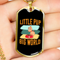 Little Pup Big World Necklace Stainless Steel or 18k Gold Dog Tag 24" Chain-Express Your Love Gifts