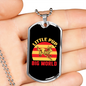 Little Pup Big World Yellow Red Necklace Stainless Steel or 18k Gold Dog Tag 24" Chain-Express Your Love Gifts