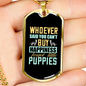 Little Puppies Happiness Necklace Stainless Steel or 18k Gold Dog Tag 24" Chain-Express Your Love Gifts