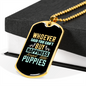 Little Puppies Happiness Necklace Stainless Steel or 18k Gold Dog Tag 24" Chain-Express Your Love Gifts