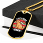 Live Laugh Bark Bone Necklace Stainless Steel or 18k Gold Dog Tag 24" Chain-Express Your Love Gifts