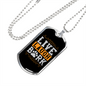 Live Laugh Bark Paw Necklace Stainless Steel or 18k Gold Dog Tag 24" Chain-Express Your Love Gifts