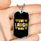 Live Laugh Bark Plain Yellow Necklace Stainless Steel or 18k Gold Dog Tag 24" Chain-Express Your Love Gifts