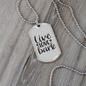 Live Love Bark Necklace Stainless Steel or 18k Gold Dog Tag 24" Chain-Express Your Love Gifts