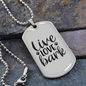 Live Love Bark Necklace Stainless Steel or 18k Gold Dog Tag 24" Chain-Express Your Love Gifts