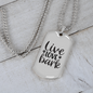 Live Love Bark Necklace Stainless Steel or 18k Gold Dog Tag 24" Chain-Express Your Love Gifts