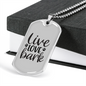 Live Love Bark Necklace Stainless Steel or 18k Gold Dog Tag 24" Chain-Express Your Love Gifts