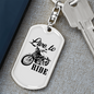 Live To Ride Biker Keychain Stainless Steel or 18k Gold Dog Tag Keyring-Express Your Love Gifts