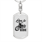 Live To Ride Biker Keychain Stainless Steel or 18k Gold Dog Tag Keyring-Express Your Love Gifts