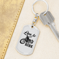 Live To Ride Biker Keychain Stainless Steel or 18k Gold Dog Tag Keyring-Express Your Love Gifts