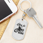 Live To Ride Biker Keychain Stainless Steel or 18k Gold Dog Tag Keyring-Express Your Love Gifts