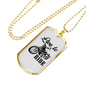 Live To Ride Biker Necklace Stainless Steel or 18k Gold Dog Tag 24"-Express Your Love Gifts