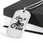 Live To Ride Biker Necklace Stainless Steel or 18k Gold Dog Tag 24"-Express Your Love Gifts