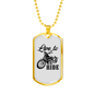 Live To Ride Biker Necklace Stainless Steel or 18k Gold Dog Tag 24"-Express Your Love Gifts