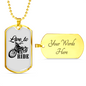 Live To Ride Biker Necklace Stainless Steel or 18k Gold Dog Tag 24"-Express Your Love Gifts