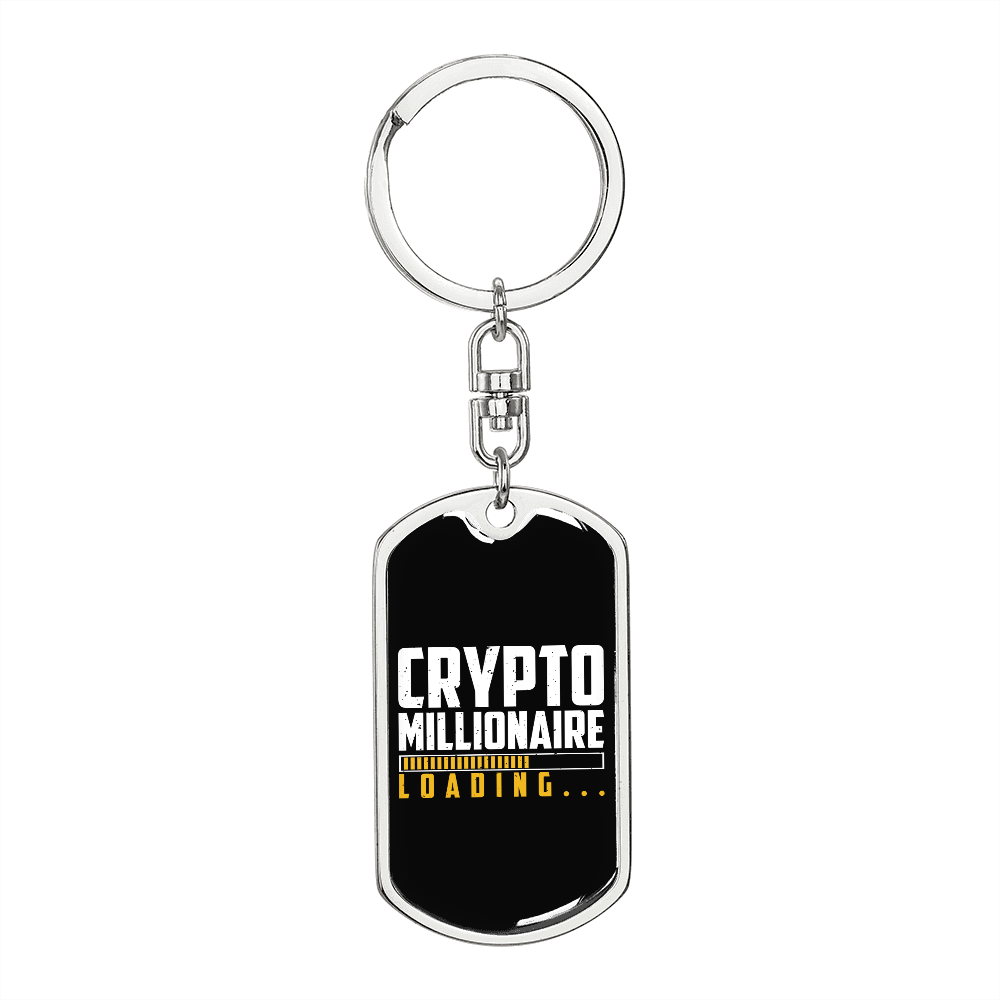 Loading Crypto Crypto Keychain Stainless Steel or 18k Gold Dog Tag Keyring-Express Your Love Gifts
