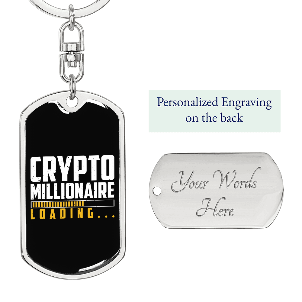 Loading Crypto Crypto Keychain Stainless Steel or 18k Gold Dog Tag Keyring-Express Your Love Gifts