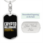 Loading Crypto Crypto Keychain Stainless Steel or 18k Gold Dog Tag Keyring-Express Your Love Gifts