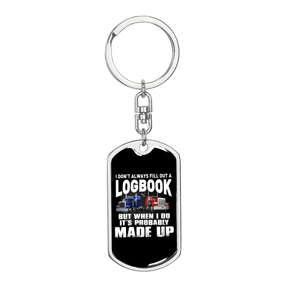 Logbook Driver Swivel Trucker Keychain Dog Tag Stainless Steel or 18k Gold-Express Your Love Gifts