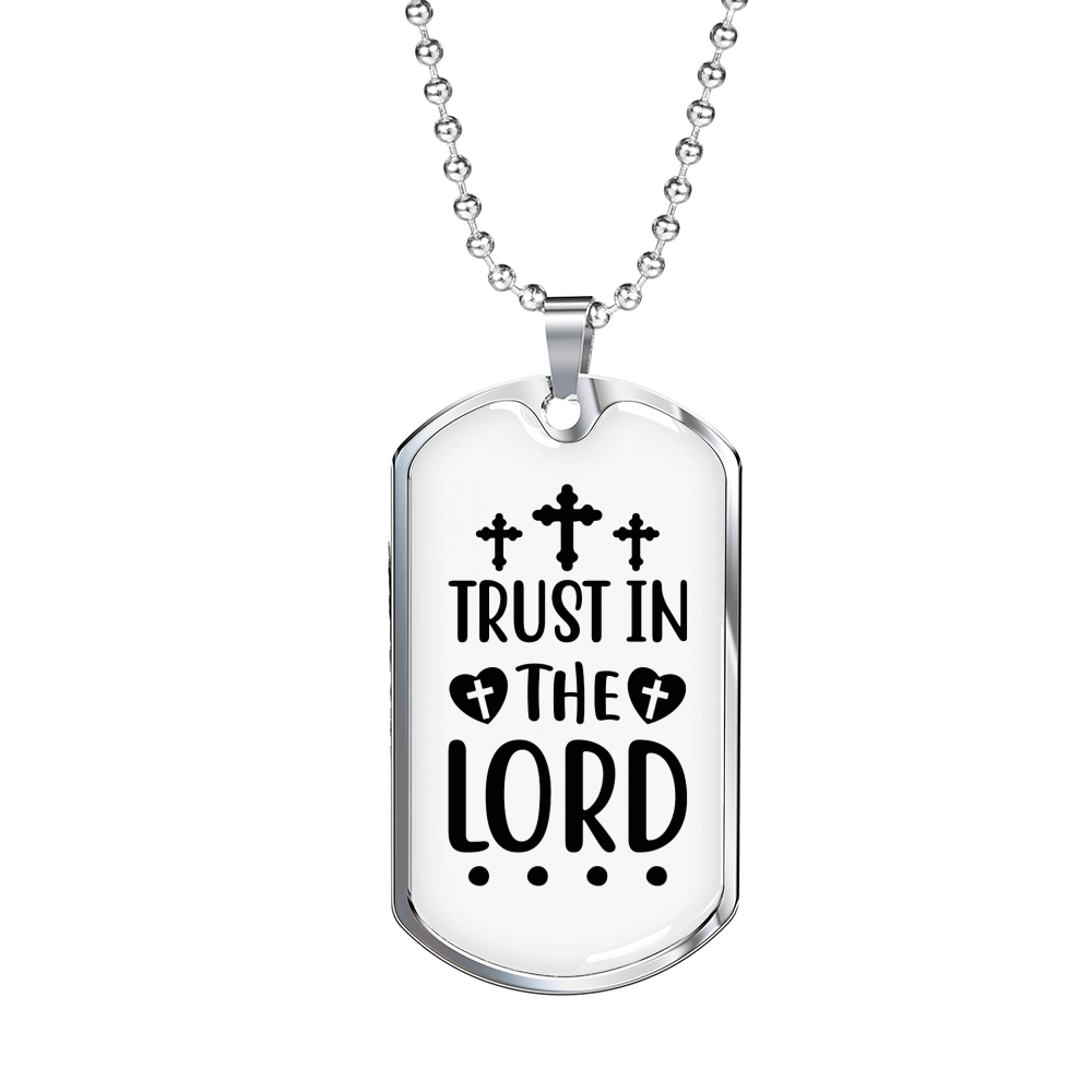 Lord And Trust Christian Necklace Stainless Steel or 18k Gold Dog Tag 24" Chain-Express Your Love Gifts