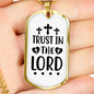 Lord And Trust Christian Necklace Stainless Steel or 18k Gold Dog Tag 24" Chain-Express Your Love Gifts