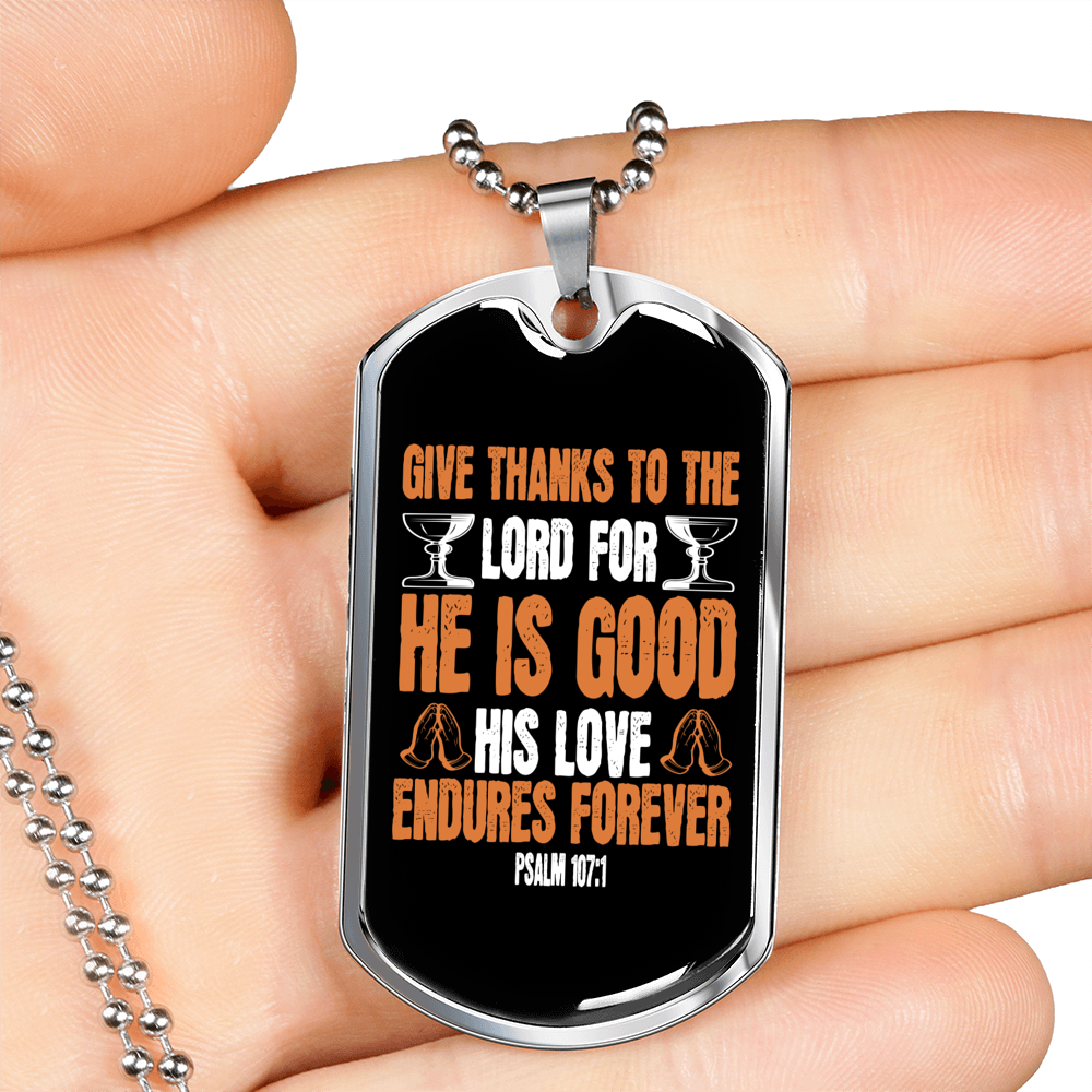 Lord Is Good Christian Necklace Stainless Steel or 18k Gold Dog Tag 24" Chain-Express Your Love Gifts